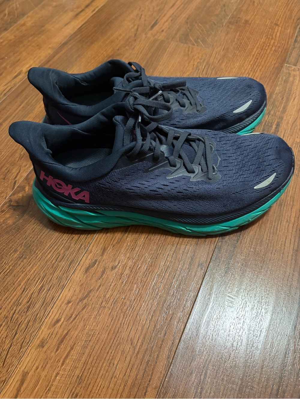 HOKA Clifton 8 Women’s Running Shoes Navy Teal Pink